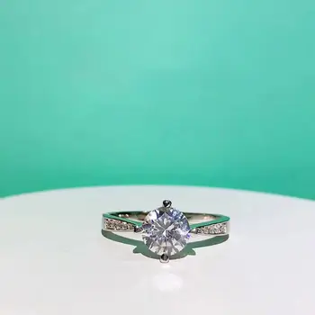 

JZ TFB RLLEN High Quality 1: 1 Original 925 Sterling Silver Transparent Round Gem Ring with Logo DIY Jewelry for Women.