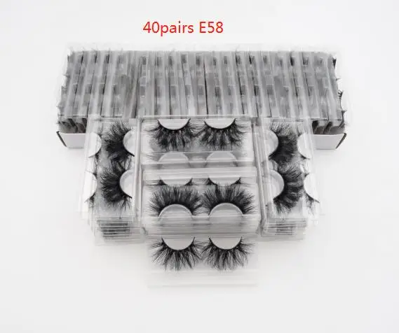 40pcs E58 Visofree 40 пар 25 мм ресницы 3D норковые ресницы с лотком без коробки норковые ресницы драматические объемные ресницы Толстые Накладные ресницы E80 - Цвет: 40pcs E58