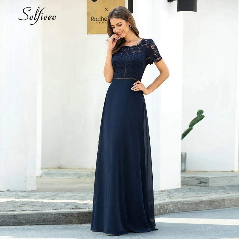 

Elegant Lace Maxi Dress Women A-Line Hollow Out Short Sleeve O-Neck Sexy Summer Dress Women Long Party Dress Vestidos De Verano