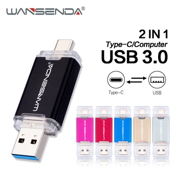 

WANSENDA OTG 2 in 1 USB Flash Drive USB3.0 & Type-C Pen Drive 256GB 128GB 64GB 32GB 16GB Pendrive Dual Drive Flash USB Stick