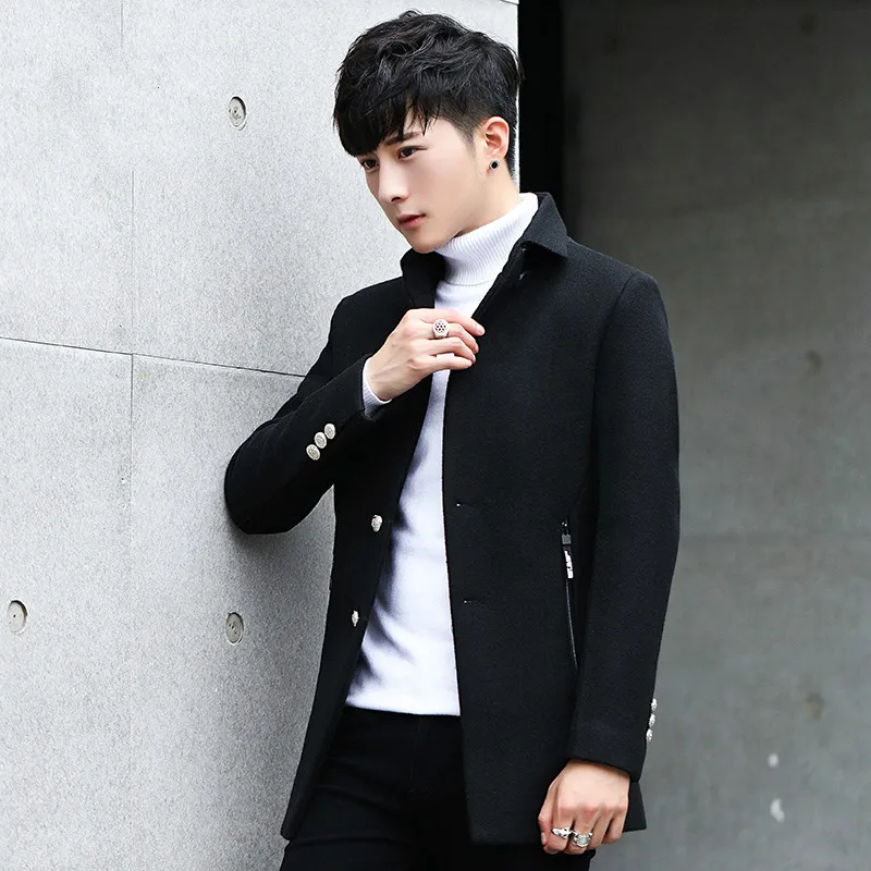 Jackets Men's Autumn Winter Woolen Coat Man Slim Korean Mens Coats Handsome Overcoat Jacket Abrigos Hombre KJ276 Jackets Men's Autumn Winter Woolen Coat Man Slim Korean Mens Coats Handsome Overcoat Jacket Abrigos Hombre KJ276