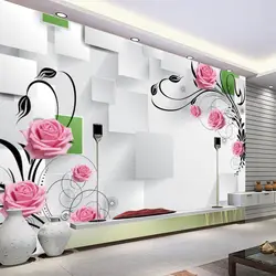 3D простая Роза ТВ фон обои большие Настенные обои диван гостиная спальня нетканый материал
