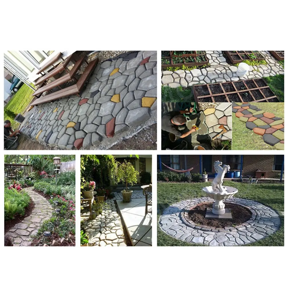 Garden Cement Concrete Floor Tile Mould Road Mould 40x40x4cm Gardening Supplies Mould Home Garden Path Grass