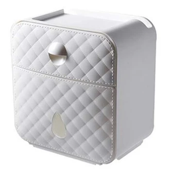 

Tissue Boxes Staple-Free Wall-Mounted Large-Capacity Storage Drawer Sundries Storage Box Toilet Paper Holders White