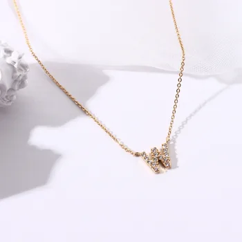

Summer New Style Korean-style Fashion and Personality Pendant Diamond Set Lettered Simple Gold Plating Copper Necklace Women's