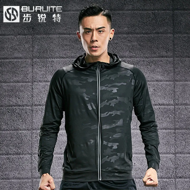 

Fitness sports coat men's fast drying clothes gym tight Basketball Training Shirt running