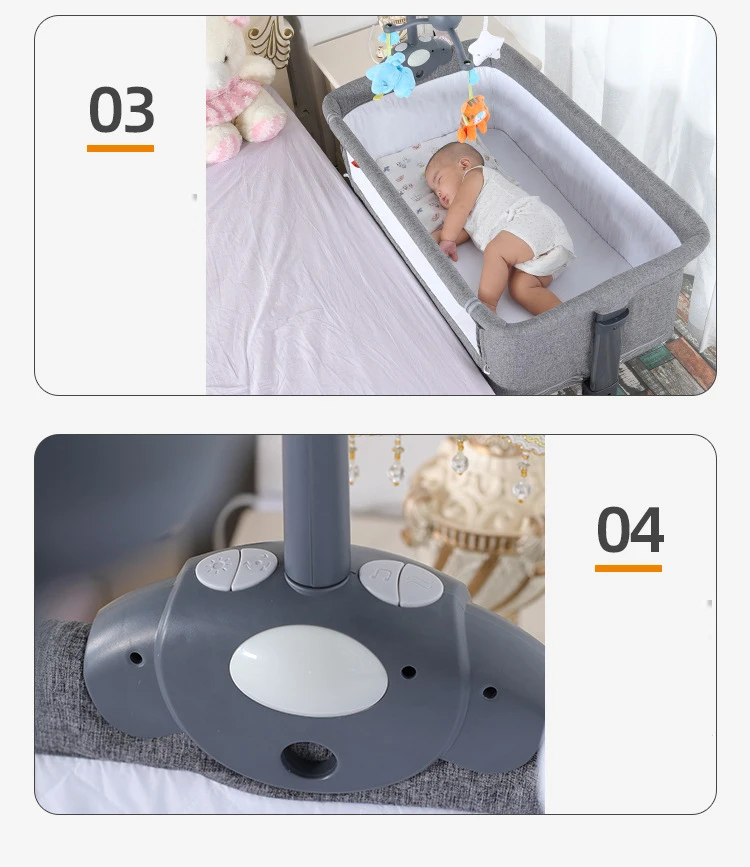 Детская кровать в европейском стиле, многофункциональная сплошная деревянная прикроватная кроватка для новорожденных, переносная раскладная кроватка с москитной сеткой, подходит для детей 0-3 лет