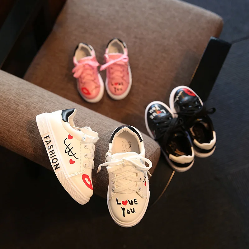 

Hot Selling New Style Children Sports Shoes Korean-style Girls Heart Skate Shoes BOY'S Baby Versatile Anti-slip White Shoes