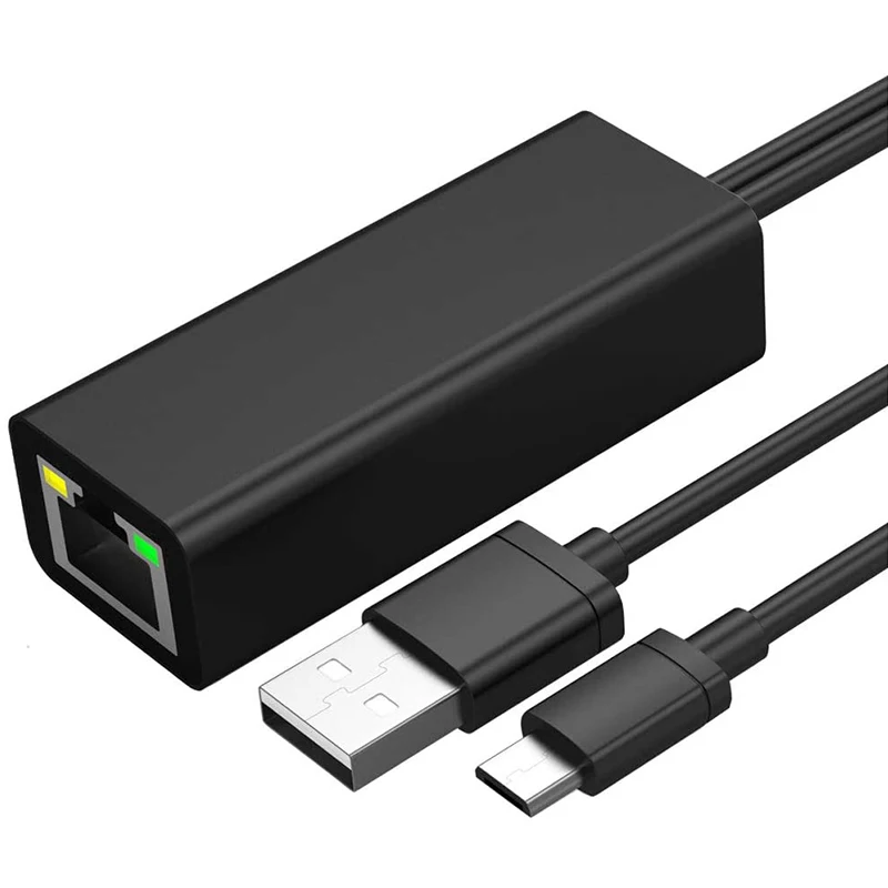 Ethernet-адаптер для пожарной палки и Chromecast Ultra 4K Micro-USB LAN Rj45 с кабелем питания 3.3Ft |