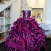 Двойка платье новое поступление Милая с украшением в виде кристаллов корсет, вышитый бусинами бальное платье пышные бальные платья со съемной юбкой