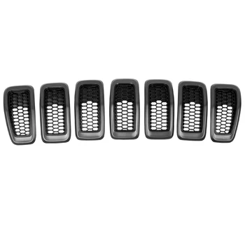 

uxcell Matte Black Jeep Grille Inserts Front Mesh Trims Kit for 2014-2018 Jeep Cherokee
