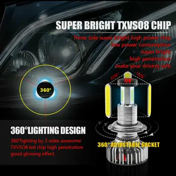 

Replacement LED Headlight Auto Waterproof High+low beam White Conversion 1 Pair Car H7 Fog Light