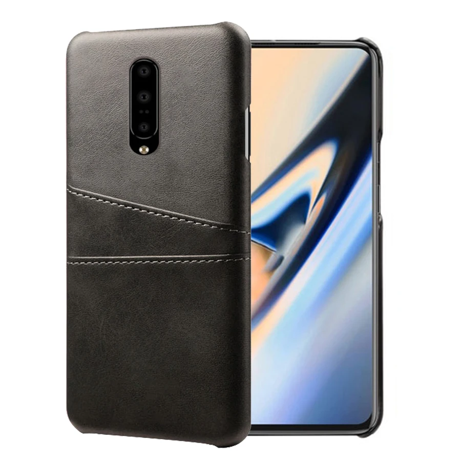 Роскошный кожаный держатель для карт, чехлы для телефонов Oneplus One Plus 7 Pro 5 5T 6T 3X1+ 7 1+ 6T 1+ 5 1+ 5T 1+ 3, чехол для телефона - Цвет: Темно-серый