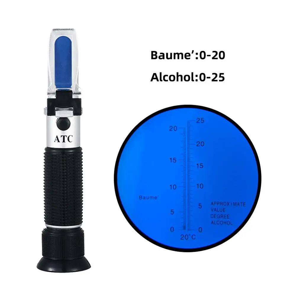 Портативный 2 в 1 Ручной рефрактометр для винограда и спирта(0-25% спирта, 0-22Baume) измеритель концентрации винного спирта