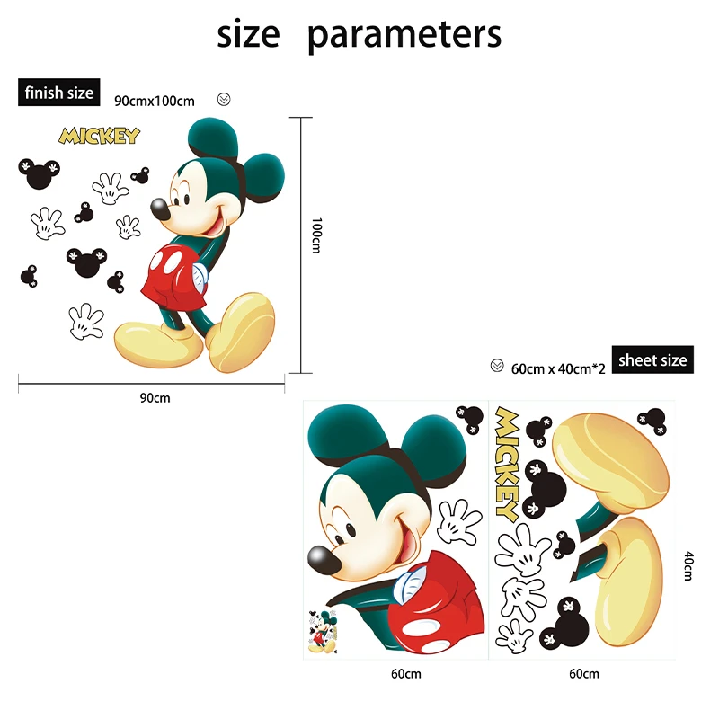 Vivid Disney Mickey Minnie wall sticker for kids  room living room bedroom wall PVC decoration Movie Poster  Door sticker