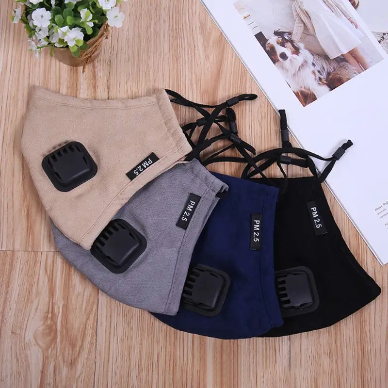 

Adult Unisex Korean Style Stylish PM2.5 Anti Dust Cotton Mouth Mask Solid Color Casual Spring Earloop Respirator With Square Exh