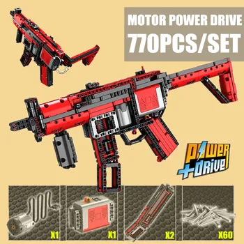 

NEW Electric Motor Power MP5 SWAT Toys Gun Fit Lepinings Technic Submachine Model Building Block Brick Boy Birthday Gifts Kids