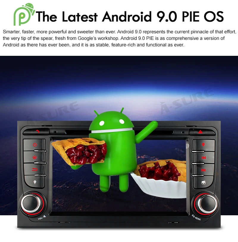Sale A-Sure 2 Din 4G RAM 8 Core Car Android 9.0 Auto Radio DVD Player Navigation For Audi A4 S4 RS4 8E 8F B9 B7 SEAT EXEO (2002-2012) 8