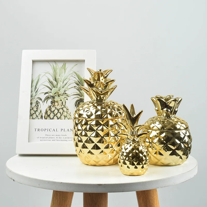 

Ceramic Jar Trinket Box Pineapple Sealed Storage Container Dustproof Sugar Candy Jar Tank Modern Home Decoration Accessories