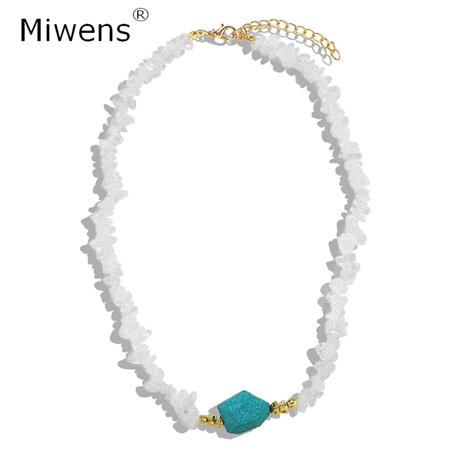 Miwens новейшее синее ожерелье с неровным полудрагоценным натуральным драгоценным