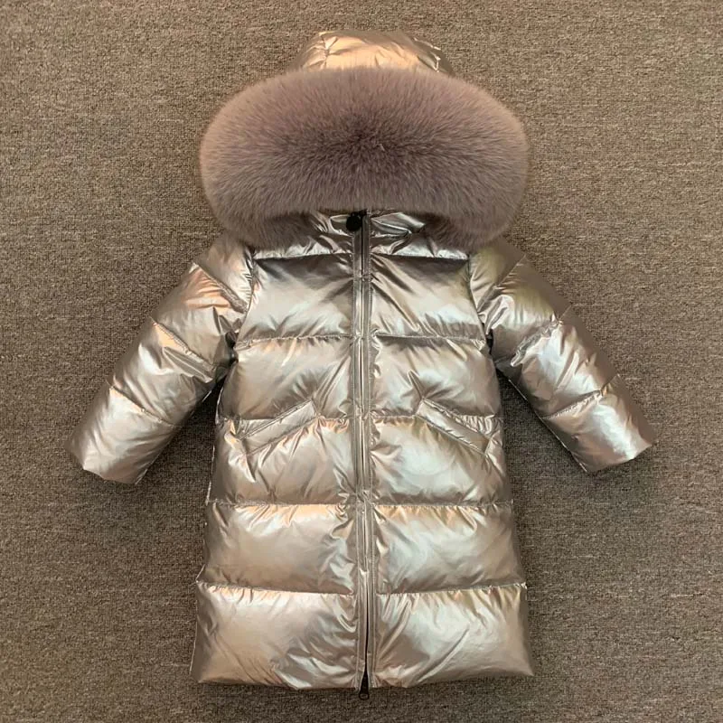 

2019 Children Winter Warm Duck Down Jacket Girl Clothing Waterproof Clothes Natural Fur Hooded Long -30 Degrees Coats Kids Parka