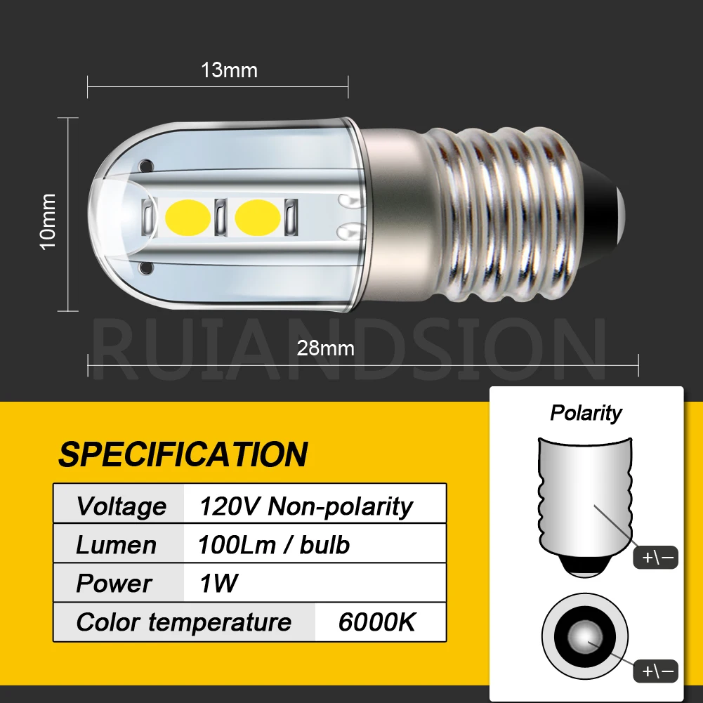 RUIANDSION-T4W BA9S 120V LED E10 , 100lm,   ǥ  ü , 3030SMD 6000K,  ȭƮ, 4 