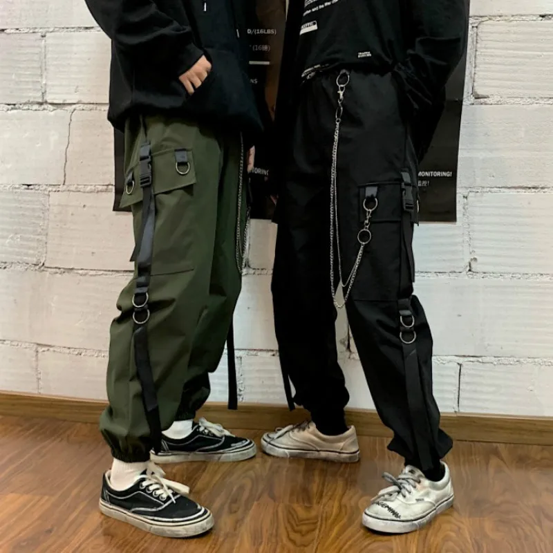 2020 INS Hot Women's Cargo Pants with Chain Fashion Hip Hop Streetwear Female Ankle Banded Sweatpants Girls Ladies Casual Pants