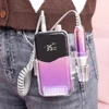 Purple Portable Cordless Nail Drill Machine 35000RPM Rechargeable Manicure Electric Nail File Drill 35000 Battery with Base 4