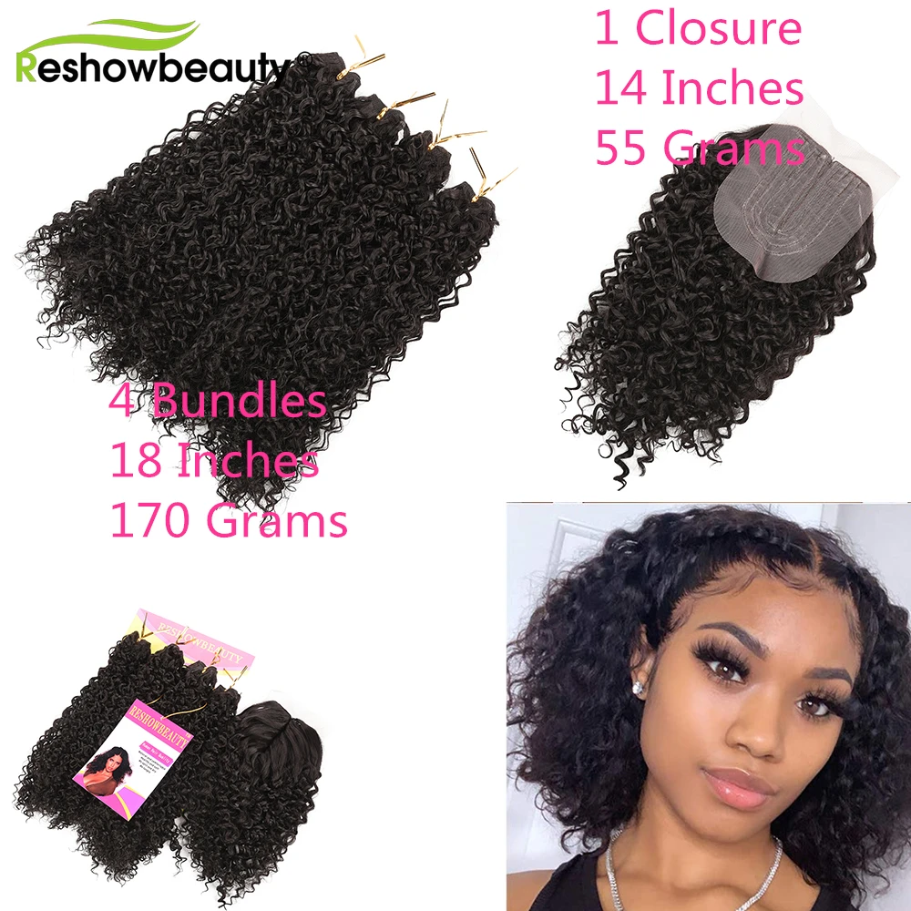 Discount Hair-Bundles Closure Curl Synthetic Weaving Reshowbeauty with for 4-bundles/18inch/1-closure/.. xmQKM3OalZr