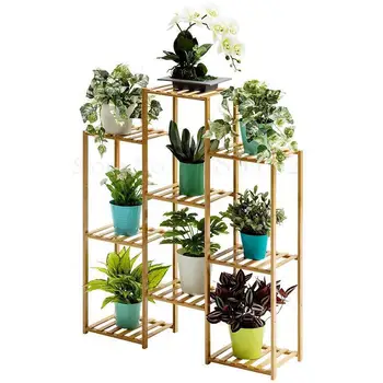 

Living room partition flower shelf balcony multilayer floor combination indoor succulent green dill plant solid wood bamboo rack