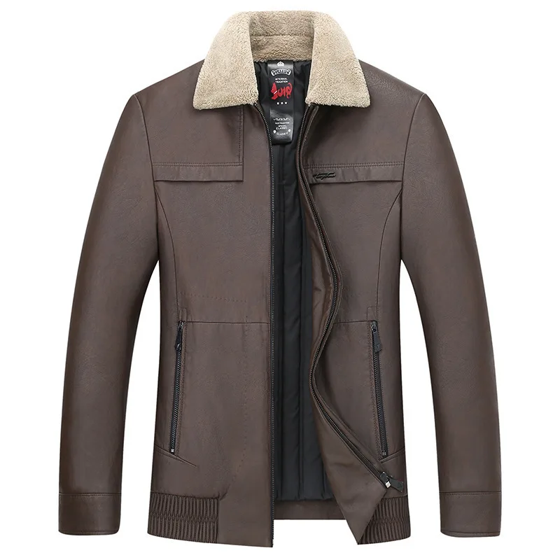 

Plus Fat plus Size Male Leisure Loose Winter Keep Warm Down Leather Coat Plus Fat plus Fat Lapel Coat