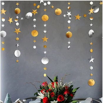 

50pcs/Lot Paper Garland Colorful Decorative Round Piece Of Stars Paper Craft Bunting Wedding Party Birthday Home ZZY119