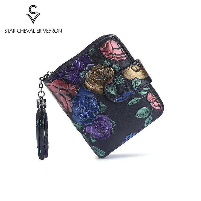 

Bifold Animal Printing Genuine Leather Women Mini Clutch Wallet Flower Female Coin Purse Women Card Holder Wallet Handy Perse