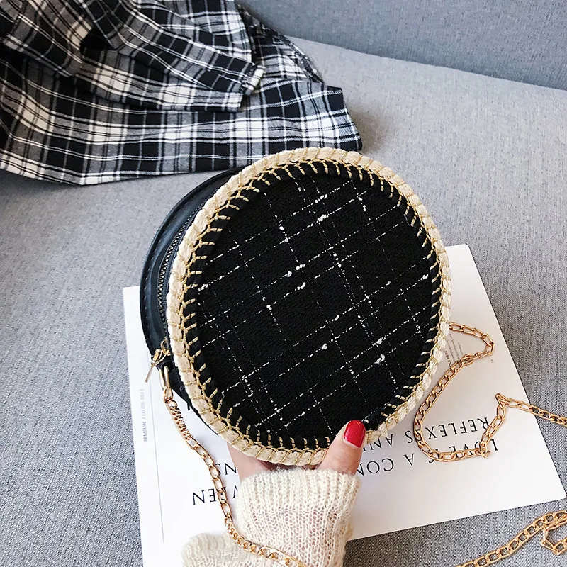 

CHIC Bag Women's 2020 New Style Korean-style Western Style Woolen Cloth Chain Shoulder Bag Versitile Fashion Shoulder Small roun