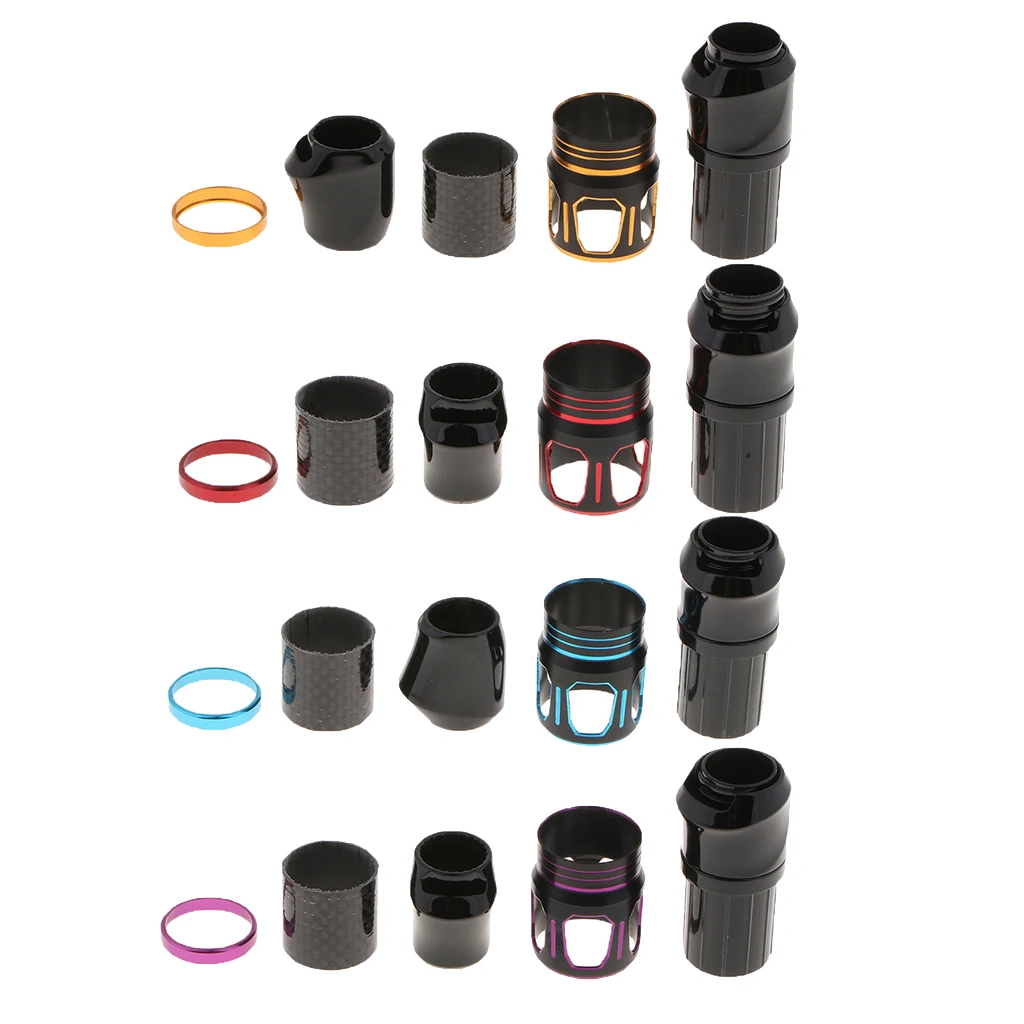 Fishing Reel Seat Set Aluminum Alloy Plastic Locking Nut Decorative Trim Ring Rod Repair Fishing Reel Seat Fishing Tools