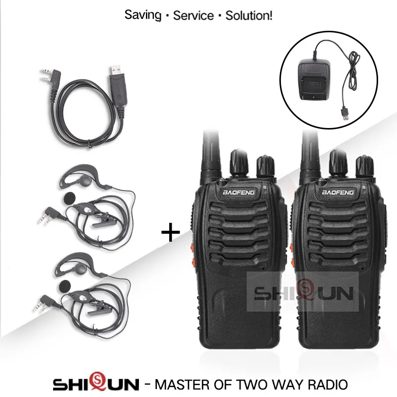 Baofeng BF-888S рация 888s UHF 5W 400-470MHz BF888s BF 888S H777 дешевый двухсторонний с USB зарядным устройством - Цвет: 2USB-1Cable-2HD