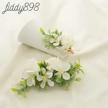 Зелень романтические Искусственные цветы расческа для волос и бутоньерки свадебный головной убор цветочный головной убор Свадебные аксессуары для волос