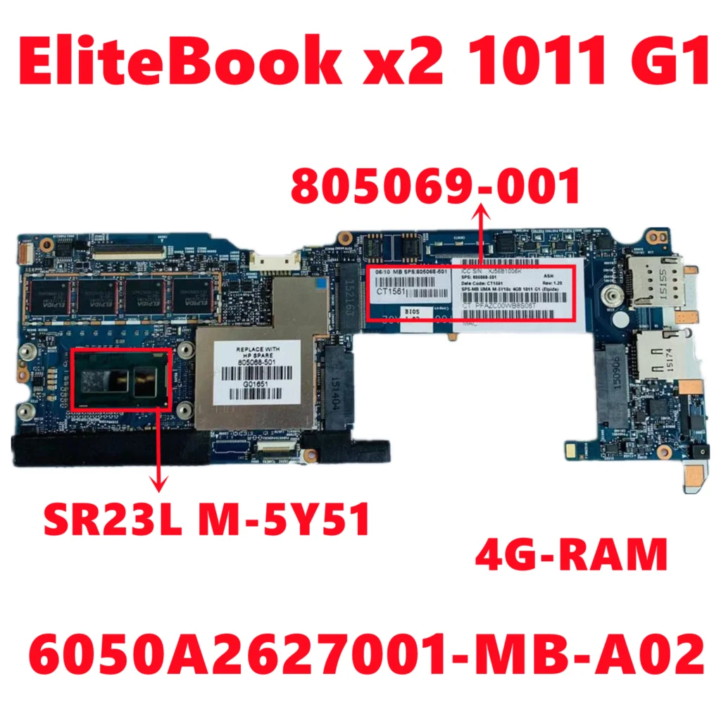 805069-001 805069-501 805069-601 для HP EliteBook x2 1011 G1 материнская плата ноутбука 6050A2627001-MB-A02 W/ M-5Y51