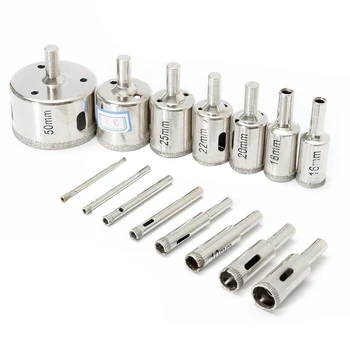 

15Pcs 3-50mm Drill Bit Hole Saw Cutter Tool Glass Marble Ceramic