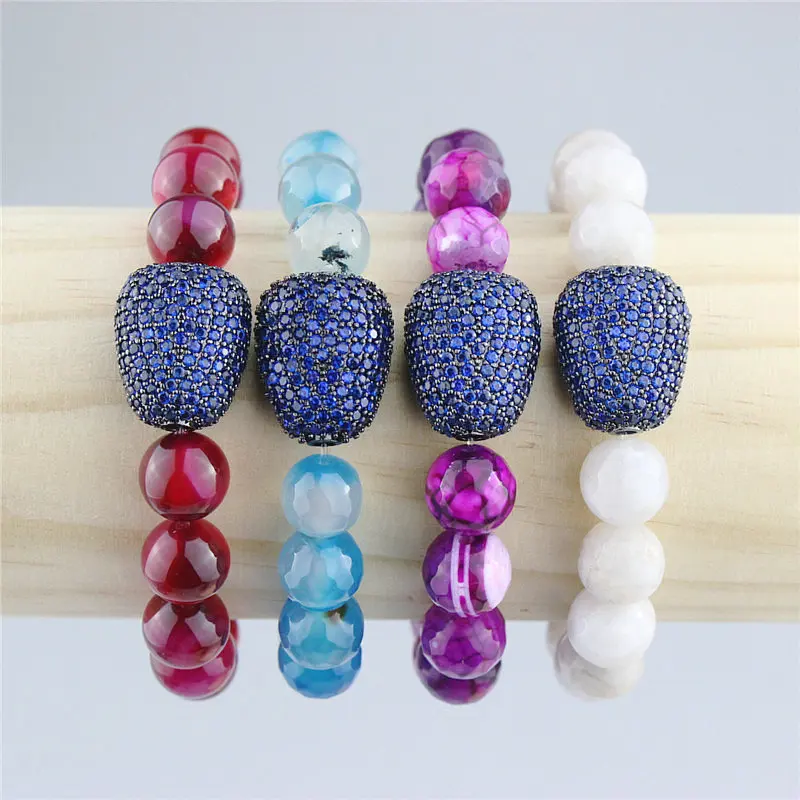 10 мм, 5 шт./лот, модные круглые каменные бусины с фианитами, очаровательный браслет, 7,5 дюймовый браслет ручной работы, ювелирные изделия