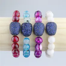 10 мм, 5 шт./лот, модные круглые каменные бусины с фианитами, очаровательный браслет, 7,5 дюймовый браслет ручной работы, ювелирные изделия