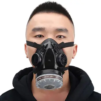 

Half Face Safety Silicone Protective Face Cover Anti-saliva Anti-Dust Chemical Gas Mask Filter Breathable Respirator