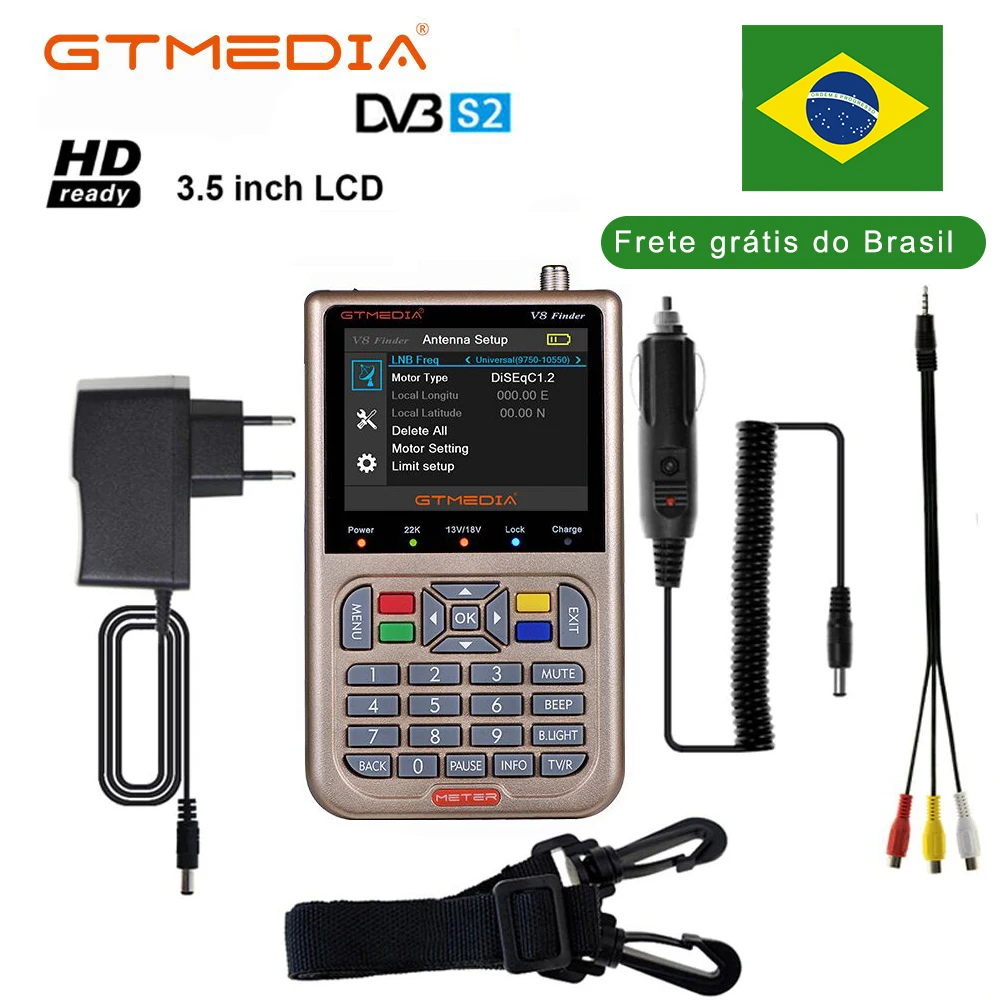 

GTmedia V8 Finder Digital satellite finder meter F male Receptor DVB-S2 DVB-S2X Satellite Receiver TV Box 3.5" LCD H.265 Decoder