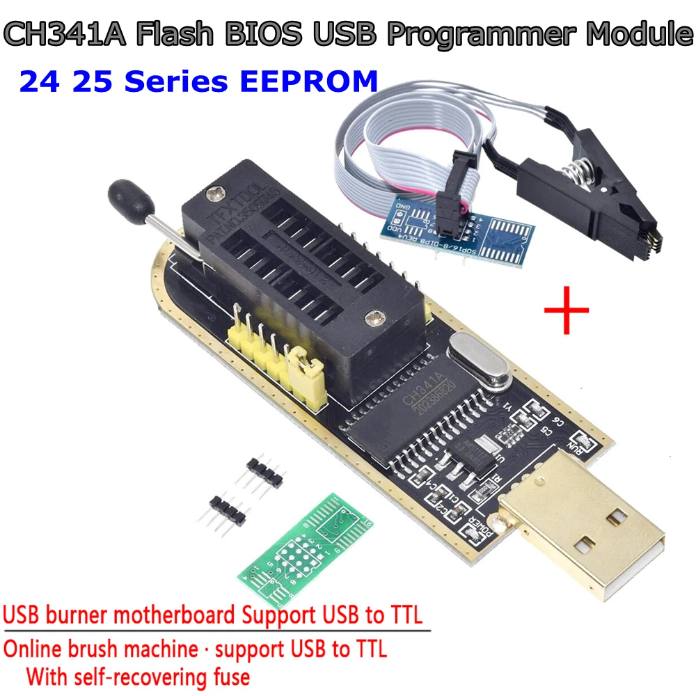 D1 Мини TZT CH341A 24 25 серии EEPROM флэш память биос USB программист модуль + SOIC8 SOP8 тестовый