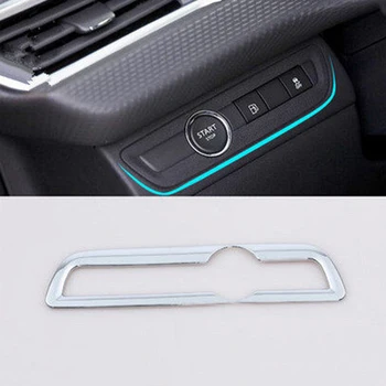 

A Little Change ABS Chrome A Key To Start Key Ring Cover Stickers Trank Knob Trim Fit for Peugeot 2008 2014 - 2019 LHD