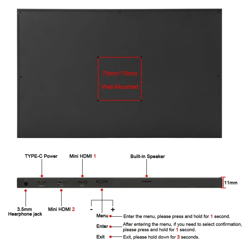 12,5 дюймов 1920X1080 портативный lcd-монитор для PS3 PS4 Xbox360 nintendo переключатель 1080 P ips дисплей монитор для Raspberry Pi huawei M