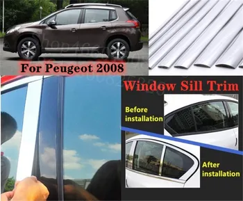 

Puou high-quality Car Full Window Pillar Trim Cover Stainless Steel Chrome Decoration For Peugeot 2008 Car Styling