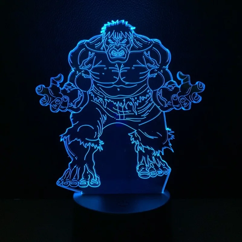Avengers 3D Lamp USB RGB Nightlight Hulk Touch Sensitive Light Kids Sleep LED Light Remote Control Table Lamp