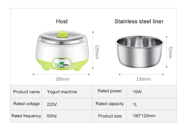 DMWD Mini Electric Yogurt Maker Automatic Yoghourt Machine Leben Natto Rice Wine Fermenter 1L Stainless Steel Liner Container EU 6