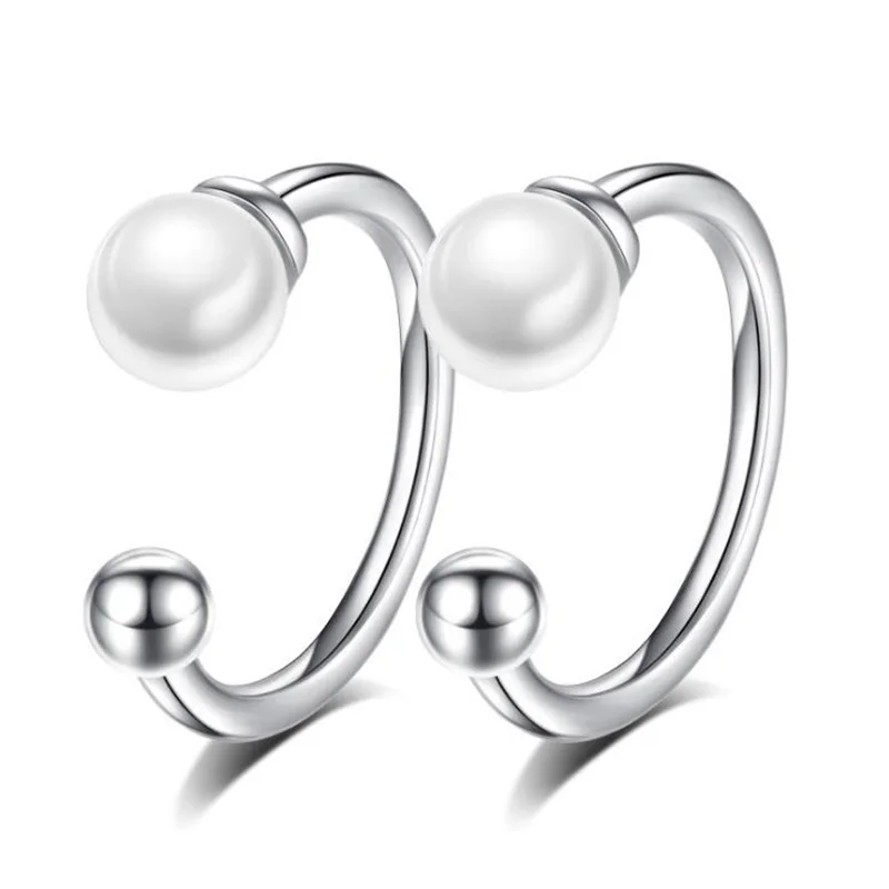 

100% 925 Sterling Silver Minimalist Ear Cuff Clip on Earrings for Women Girl Without Piercing Earings Pearl Jewelry NY241